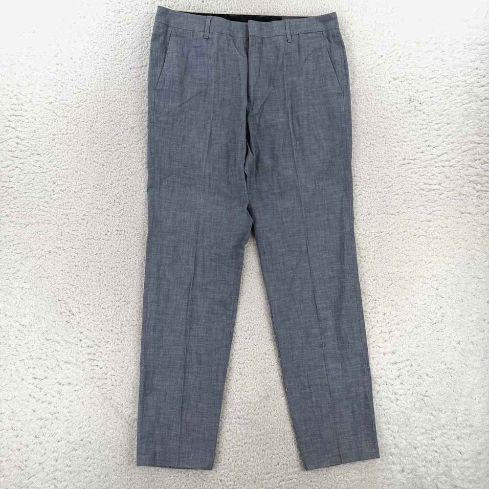 Bonobos Chino Pants Mens 34x32 Blue Regular Fit Cotton Chambray Casual Office